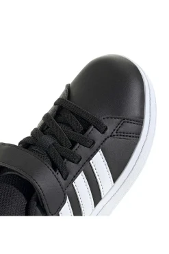 Adidas Grand Court 2 EL C schwarze Schuhe mit weißen Streifen und Klettverschluss