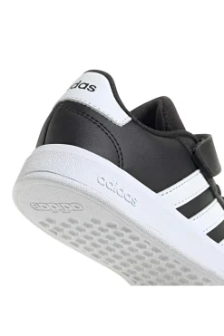 Adidas Grand Court 2 EL C schwarze Schuhe mit weißen Streifen und Klettverschluss