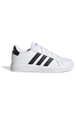 Adidas Grand Court 2 K Weiße Sneakers mit schwarzen Streifen