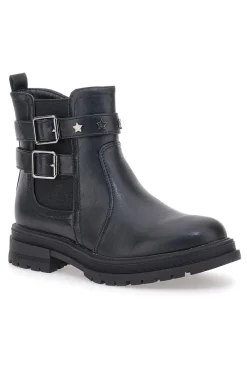Anfibi neri con fibbie decorative e stella Pitt Kids SKBS1033