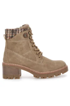 Anfibi taupe con dettaglio tweed e suola carrarmato Altemberg 4