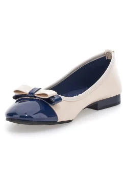Ballerine beige e blu con fiocco The First IDE6292