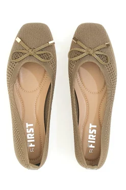 Ballerine beige in tessuto con soletta morbida The First PRE3