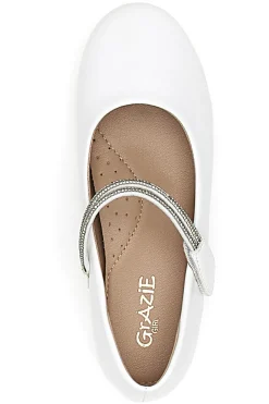 Ballerine Bianche con Cinturino con Brillantini a Strappo GRAZIE GIRL 39G2512S