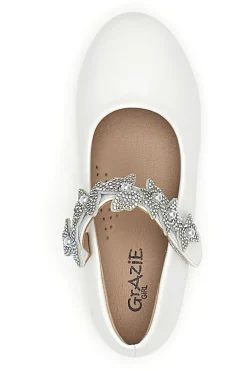Ballerine bianche con cinturino gioiello Grazie girl 392609S