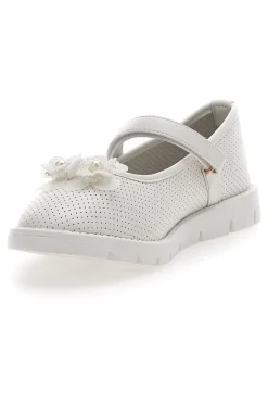 Ballerine Bianche Con Cinturino e Strappo Pitt Kids 7701
