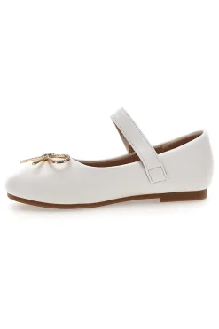 Ballerine bianche con fiocco dorato Grazie girl 392613S