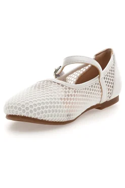 Ballerine bianche traforate con cinturino incrociato Grazie girl 392611S