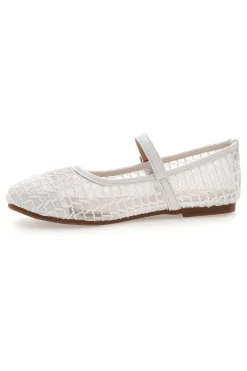 Ballerine bianche traforate con cinturino Grazie girl 392610S