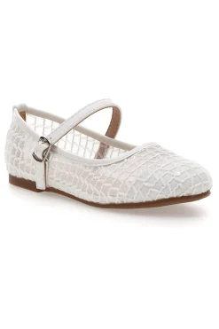Ballerine bianche traforate con cinturino Grazie girl 392610S
