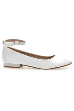Ballerine bianche vernice con cinturino alla caviglia The First IDE1075 da Donna