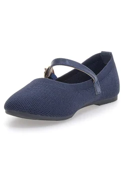 Ballerine blu in tessuto traforato con cinturino The First PRESZ41