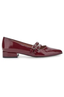 Ballerine bordeaux con punta sfilata e doppia fibbia Pittarello glam 3664