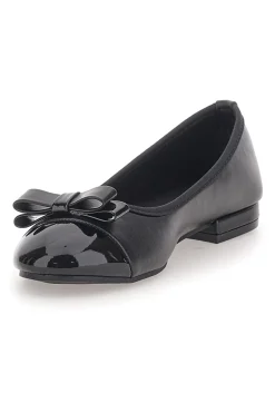 Ballerine Nere con Punta Effetto Vernice e Fiocco Decorativo THE FIRST IDE6292