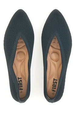 Ballerine nere in tessuto con soletta morbida The First PREA614