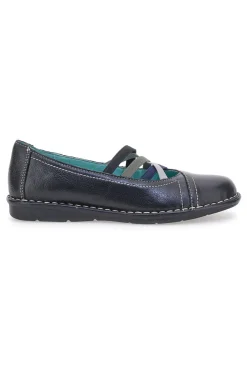 Ballerine nere in vera pelle con fasce elastiche Prima riga 19496FRUIT