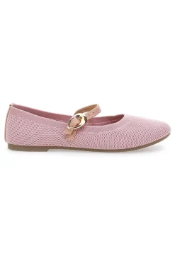 Ballerine rosa in tessuto traforato con cinturino The First PRESZ41