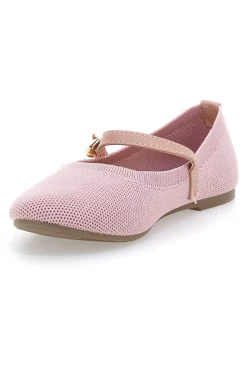 Ballerine rosa in tessuto traforato con cinturino The First PRESZ41