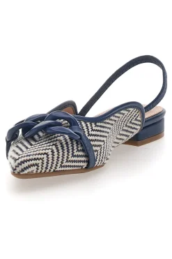 Ballerine slingback blu con fiocco e punta a contrasto Me & Me D729H1