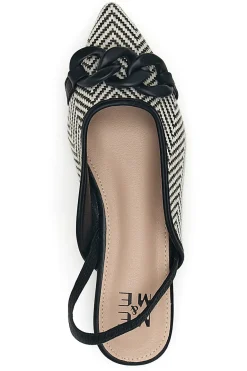 Ballerine slingback nere con fiocco e punta a contrasto Me & Me D729H1