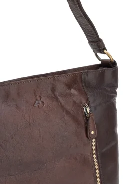 Basile BA3665TI Cognacbraune Handtasche aus echtem Leder mit Reißverschluss