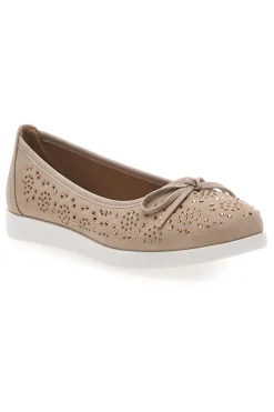 Beige Ballerinas mit Glitter und dekorativer Schleife MIO TEMPO MINA362