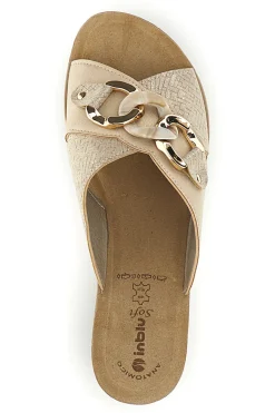 Beige Hausschuhe mit Keil und anatomischem Fußbett Inblu 16 GO
