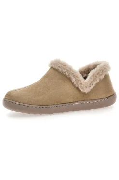 Beige Hausschuhe mit Pelzbesatz und warmer Innenseite Gaia Mania GG463