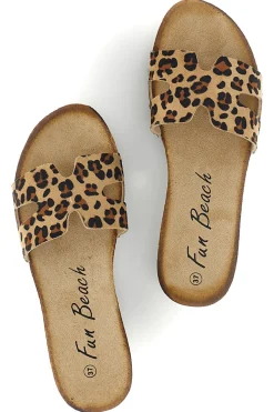 Beige Hausschuhe mit Tierdruck Fun beach 181010