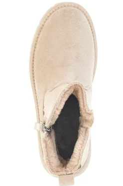 Beige Stiefeletten mit seitlichem Reißverschluss und Fellfutter Carrera CAW759106363