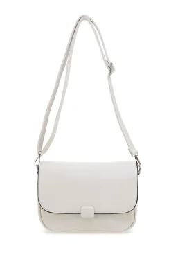 Beige Umhängetasche mit Überschlag und Magnetverschluss Emma spagnesi PU1096