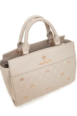 Borsa a Mano Effetto Matelassé Beige LAURA BIAGIOTTI RATCHET