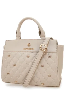 Borsa a Mano Effetto Matelassé Beige LAURA BIAGIOTTI RATCHET