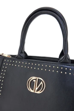 Borsa a mano nera con borchie e tracolla Guido Vietri K30,374,B016