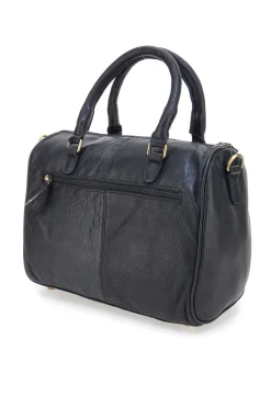 Borsa a mano nera in vera pelle artigianale con tracolla Basile BA3674DX