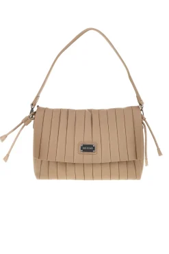 Borsa a spalla beige con pattina e pochette Me & Me E4728B