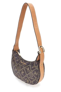 Borsa a spalla marrone stampa logo Giulia Pieralli R-335