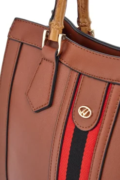 Borsa a Tracolla Cuoio con dettagli Dorati e Manico Rimovibile Double Check 18244-4