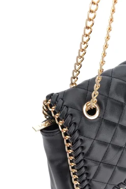 Borsa a tracolla Nera Trapuntata con Catena Dorata Lancetti 25S-259-3