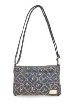 Borsa a tracolla nero stampa logo Giulia Pieralli GP431
