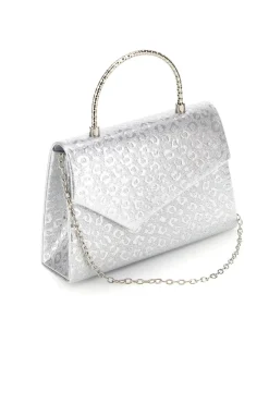 Borsa argento con texture animalier e tracolla a catena Nbg SERA/3488