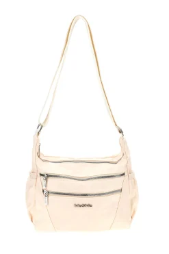 Borsa beige con zip multiple e tracolla regolabile Me & me spa 2332