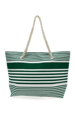 Borsa Mare Bianca e Verde A Righe Fun Beach XI Y005