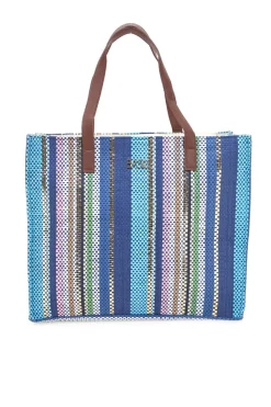 Borsa multicolore con manici marroni in tessuto Basile BA23633
