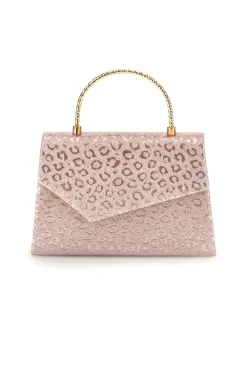 Borsa rosa con texture animalier e manico a catena Nbg SERA/3488