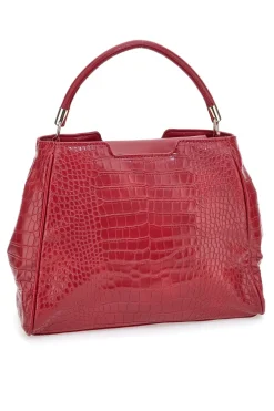 Borsa rossa effetto coccodrillo con manico rigido Laura Biagiotti LB25W-262-1
