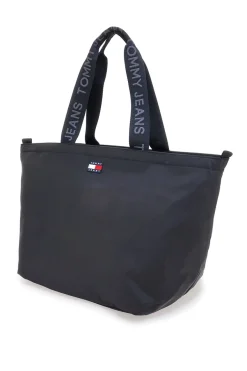Borsa shopper nero in tessuto con manici logati Tommy Jeans Daily Tote