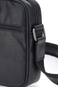 Borsello a tracolla nero compatto con zip frontale Black Shoot BS2355/T
