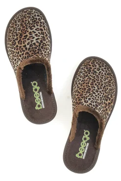 Braune Animalier-Hausschuhe Beego 6332