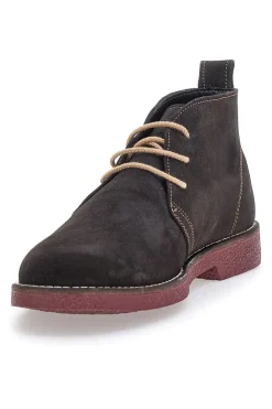 Braune Stiefeletten aus echtem Leder mit burgunderfarbener Sohle Pittarello 322